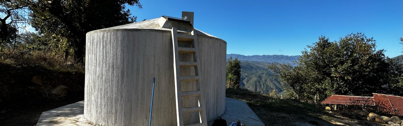 Water storage on top of a mountain in El Pericón, Mexico